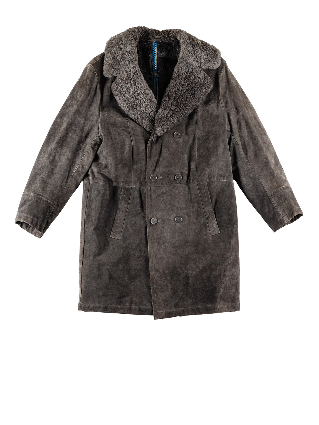 Vintage 70's Men Faux Sheepskin Coat in GrayVN748