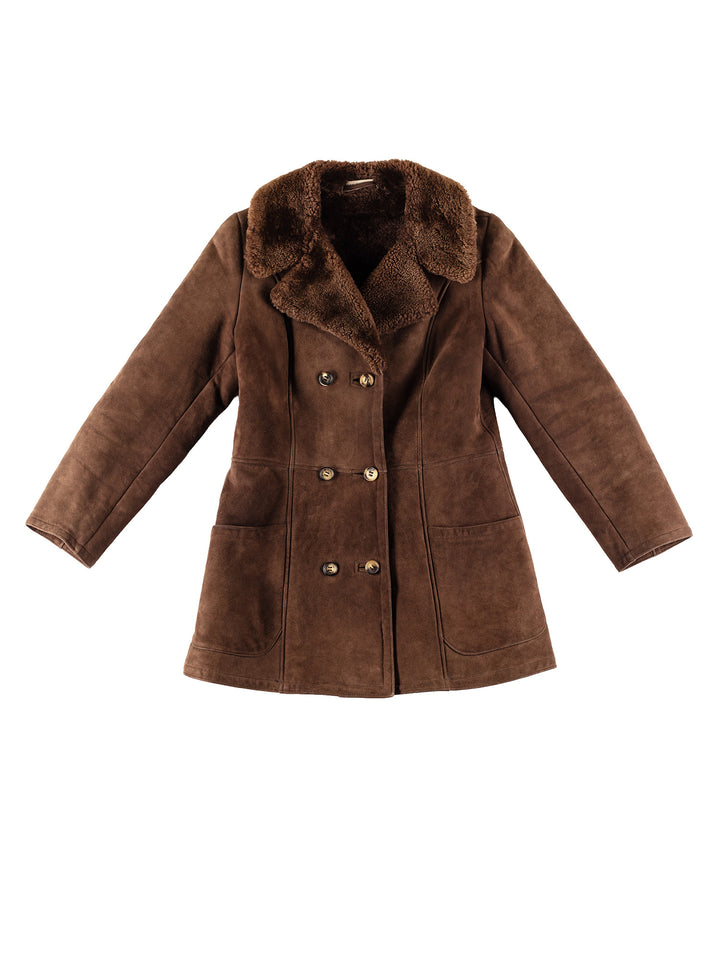 Vintage 70's Women Sheepskin Coat in BrownMN450