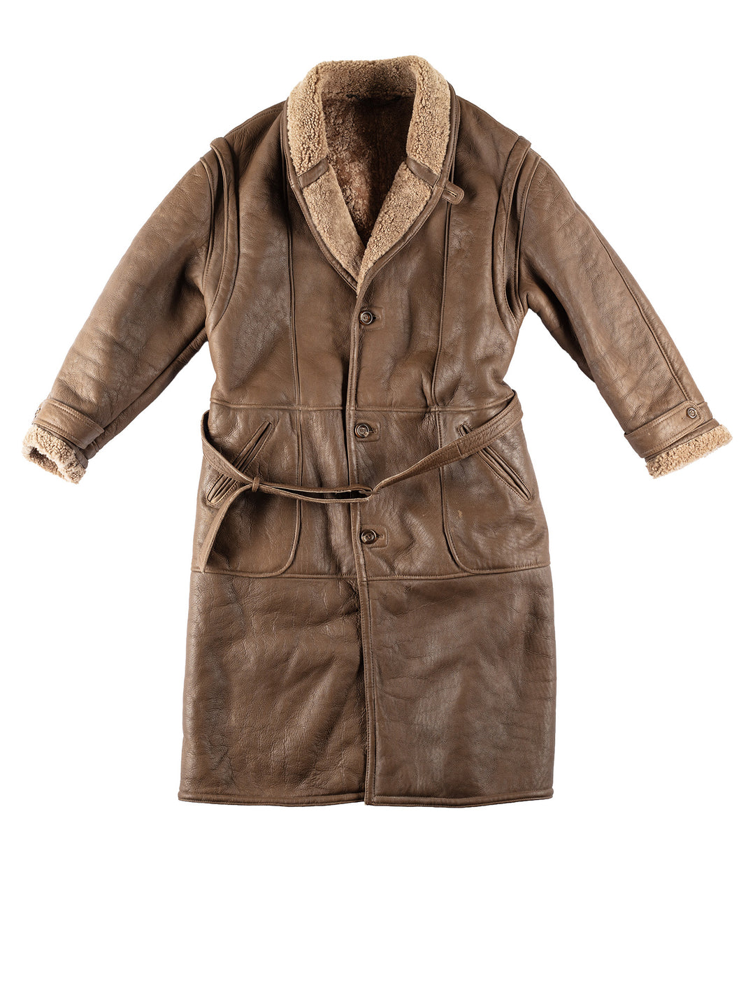Vintage 80's Men Sheepskin Coat in BrownVN681