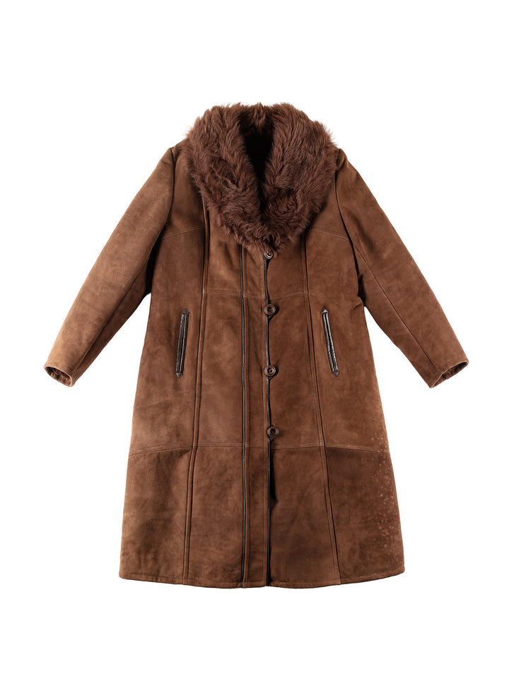 Vintage 80's Women Sheepskin Coat in BrownMN281