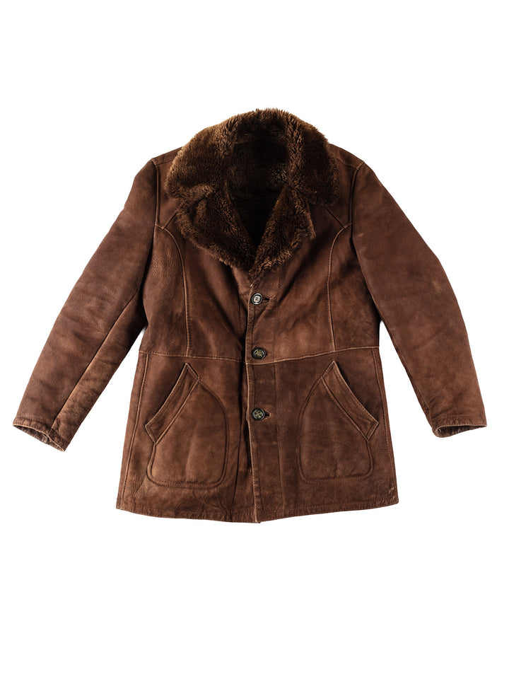 Vintage 70's Men Sheepskin Coat in BrownVN342