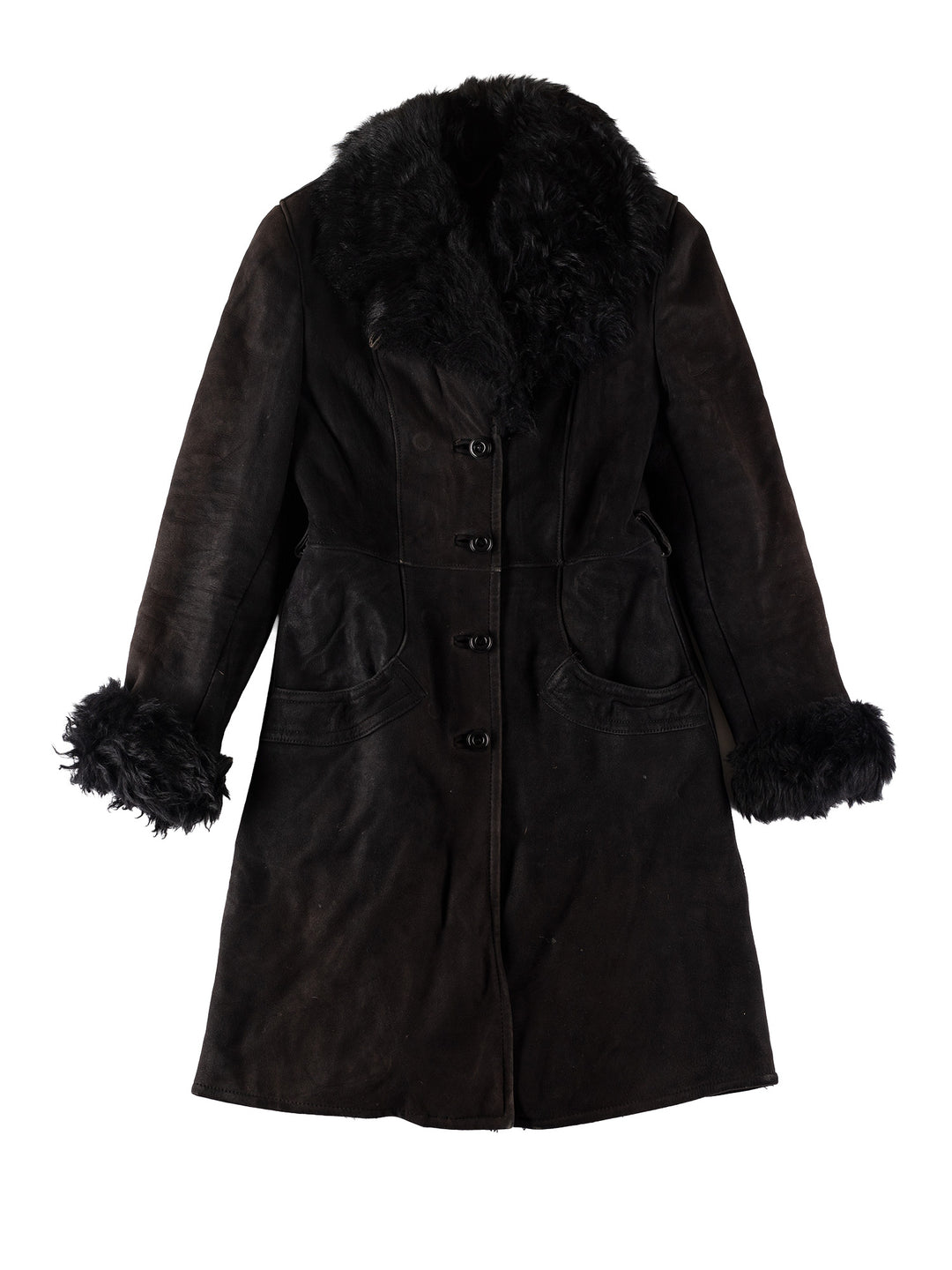 Vintage 70's Women Sheepskin Coat in BlackMN737