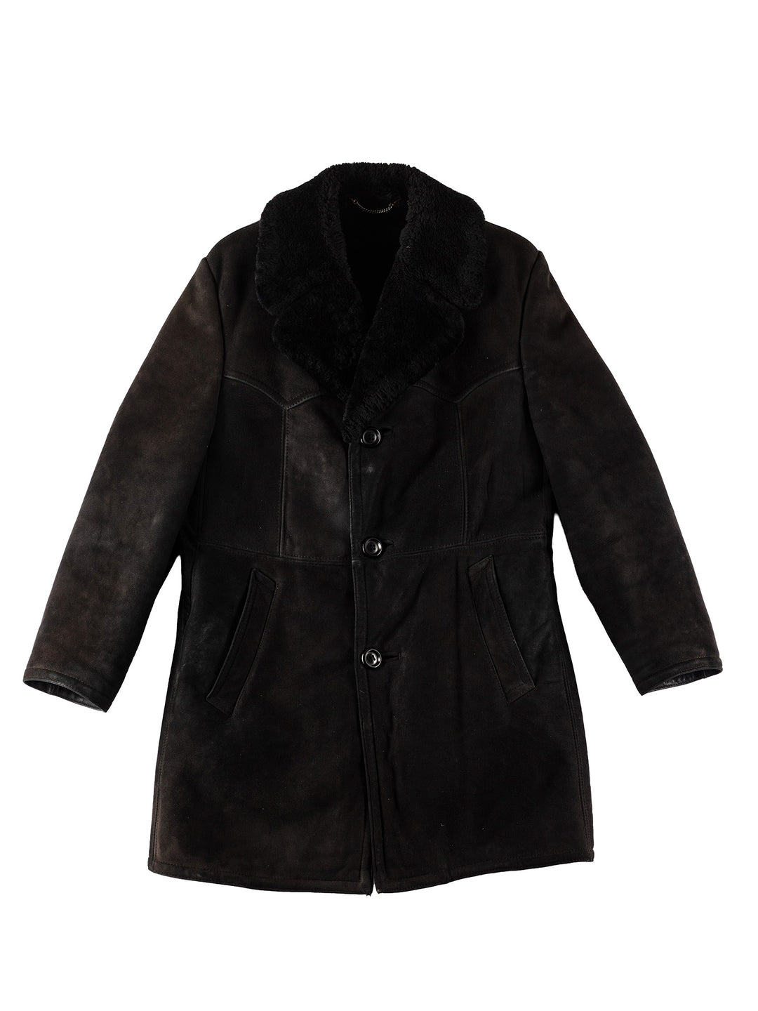 Vintage 70's Men Sheepskin Coat in BlackVN425