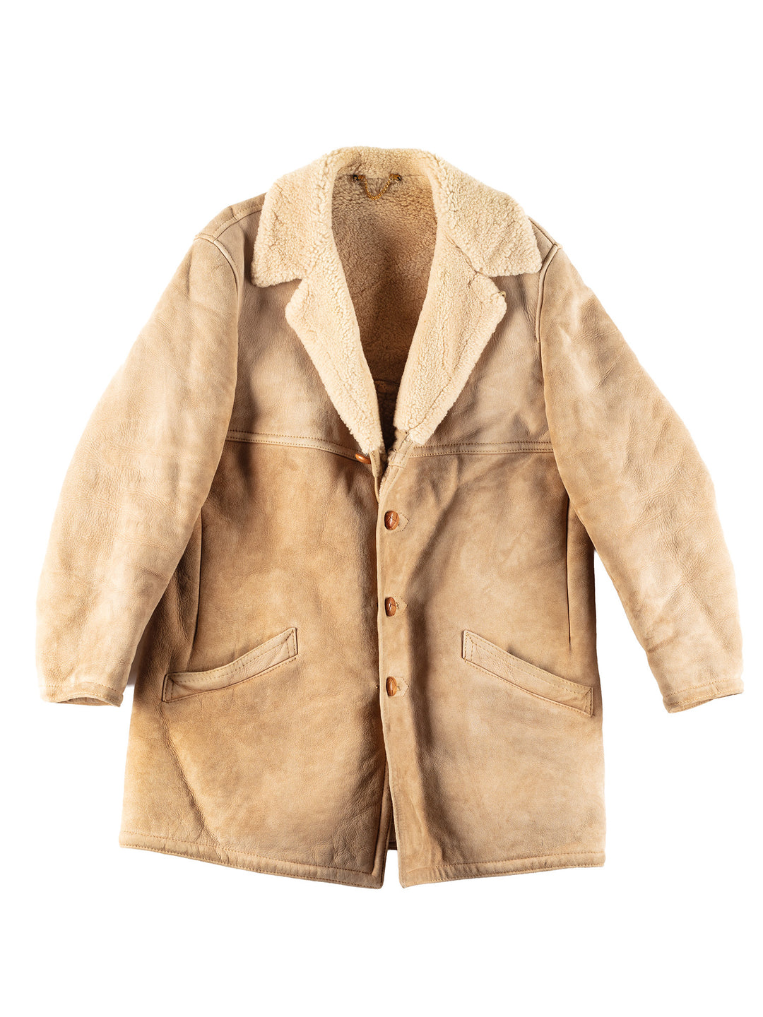 Vintage 70's Men Sheepskin Coat in Beige