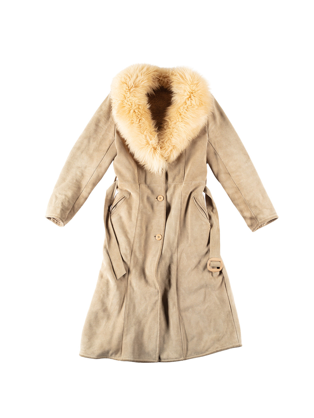 Vintage 70's Women Faux Sheepskin Coat in BeigeMN277