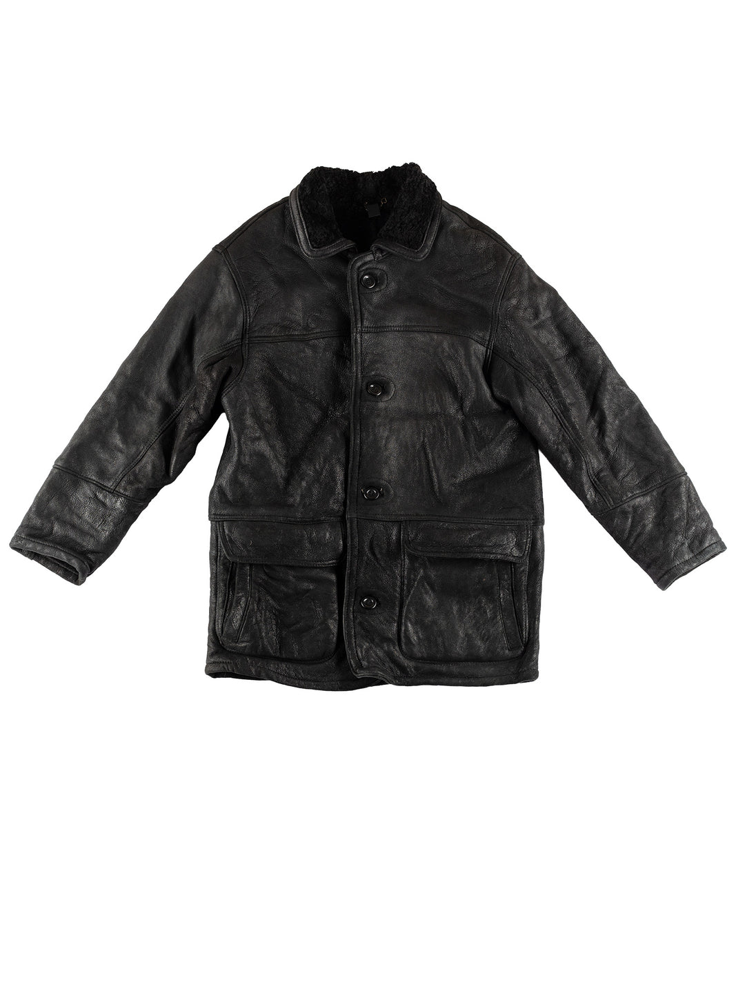 Vintage 80's Men Sheepskin Coat in BlackVN456