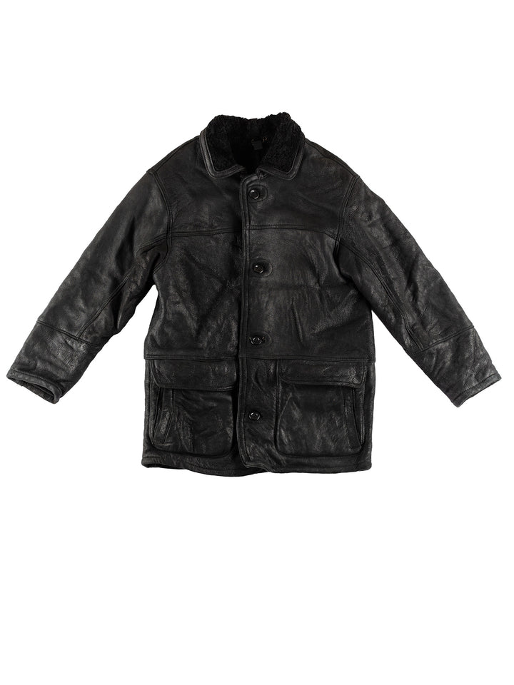 Vintage 80's Men Sheepskin Coat in BlackVN456