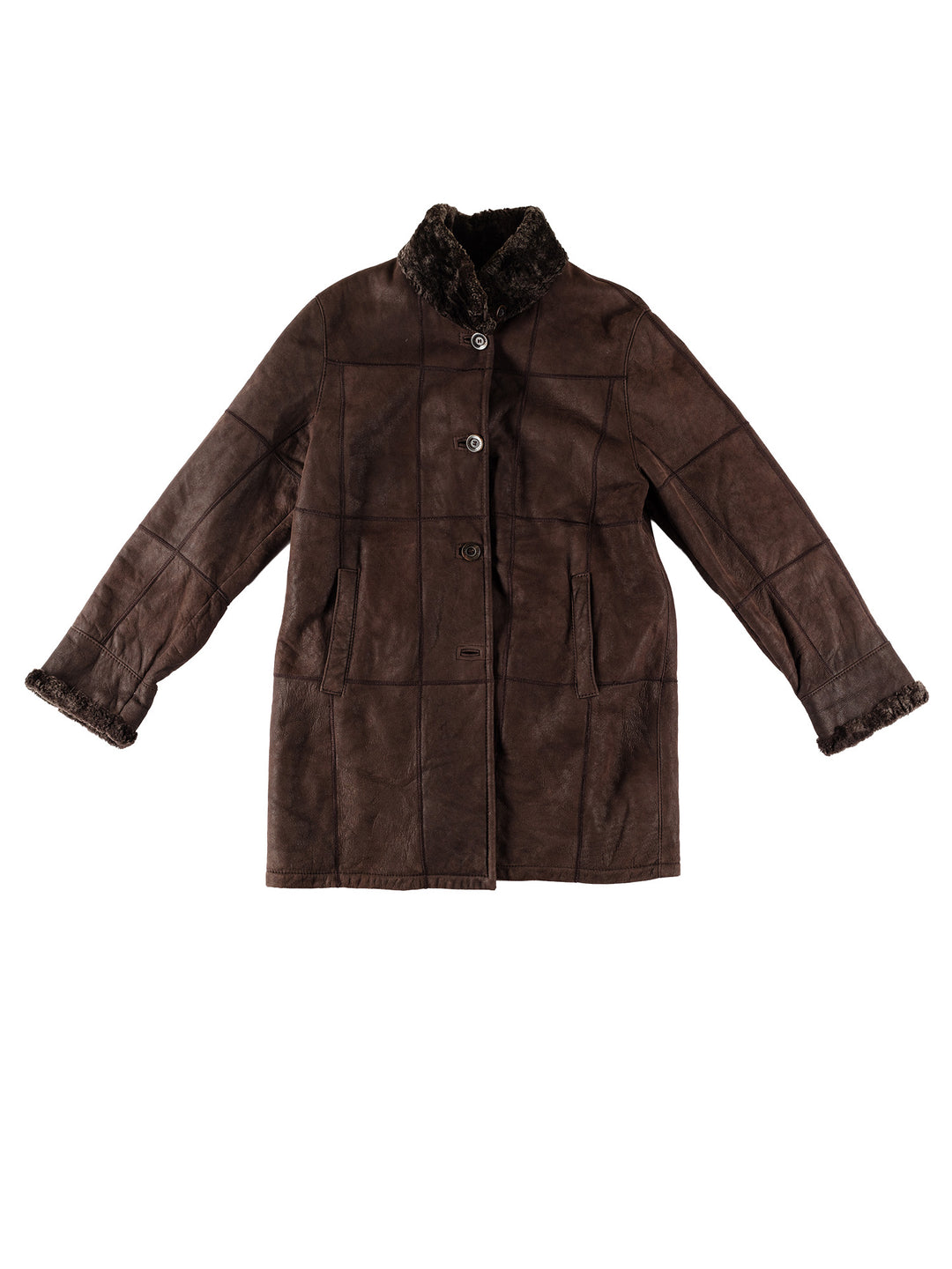 Vintage 80's Women Sheepskin Coat in BrownMN601
