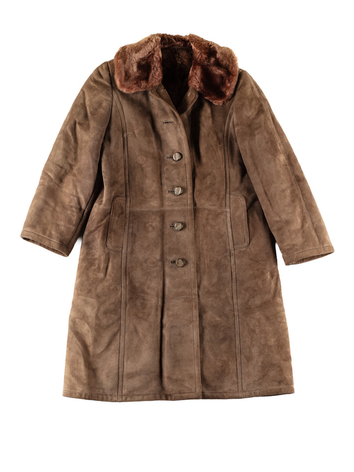 Vintage 70's Women Sheepskin Coat in BrownMN736