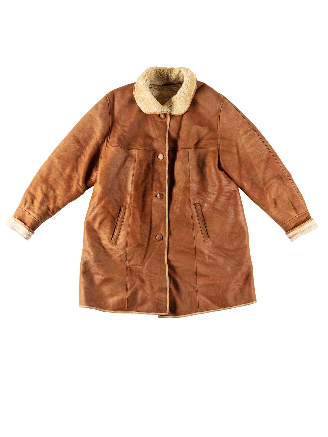 Vintage 90's Women Sheepskin Coat in BrownMN608