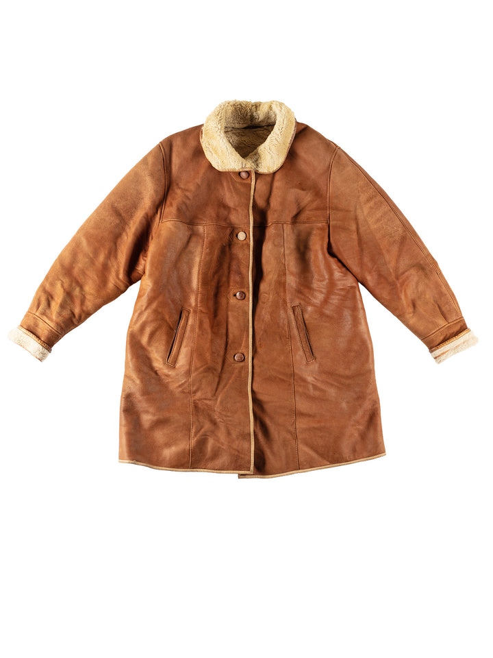 Vintage 90's Women Sheepskin Coat in BrownMN608