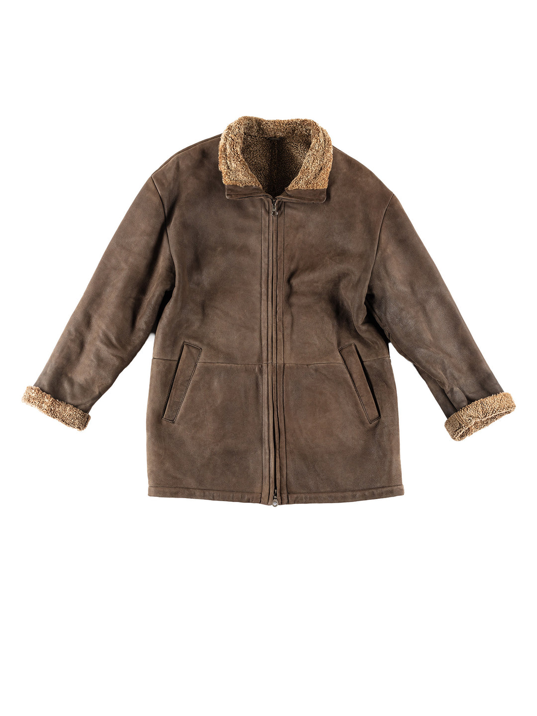 Vintage 80's Men Sheepskin Coat in BrownVN663