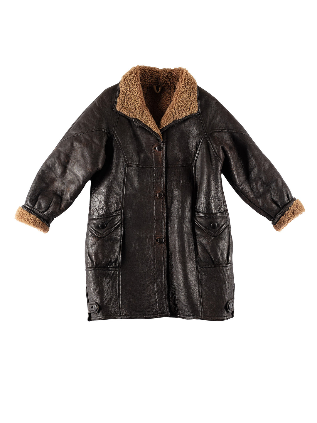 Vintage 80's Women Sheepskin Coat in BrownMN697