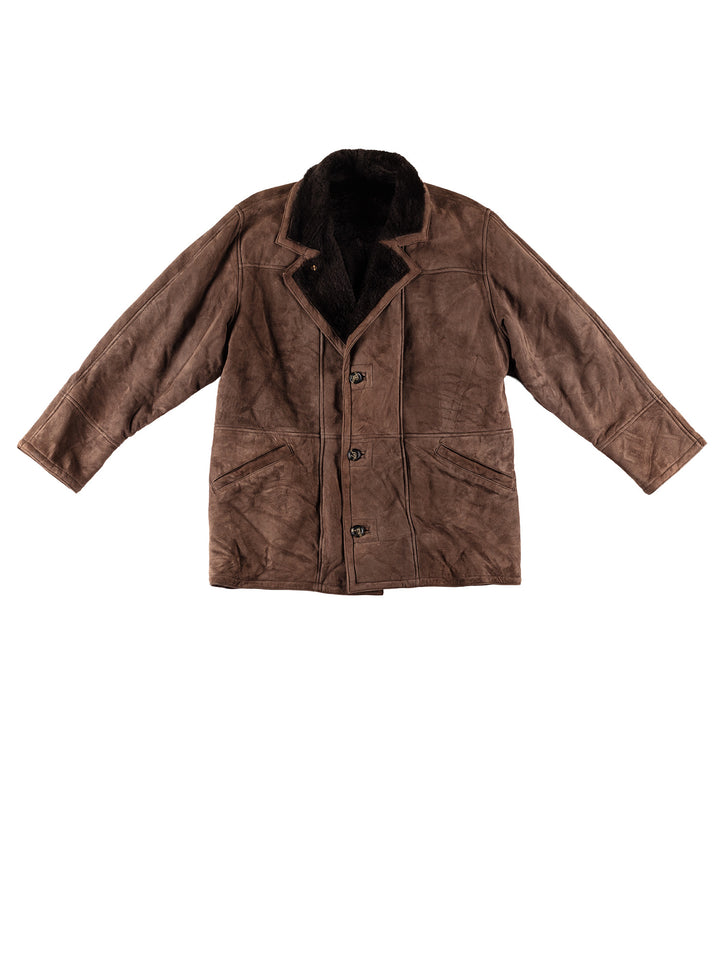 Vintage 80's Men Sheepskin Coat in BrownVN735