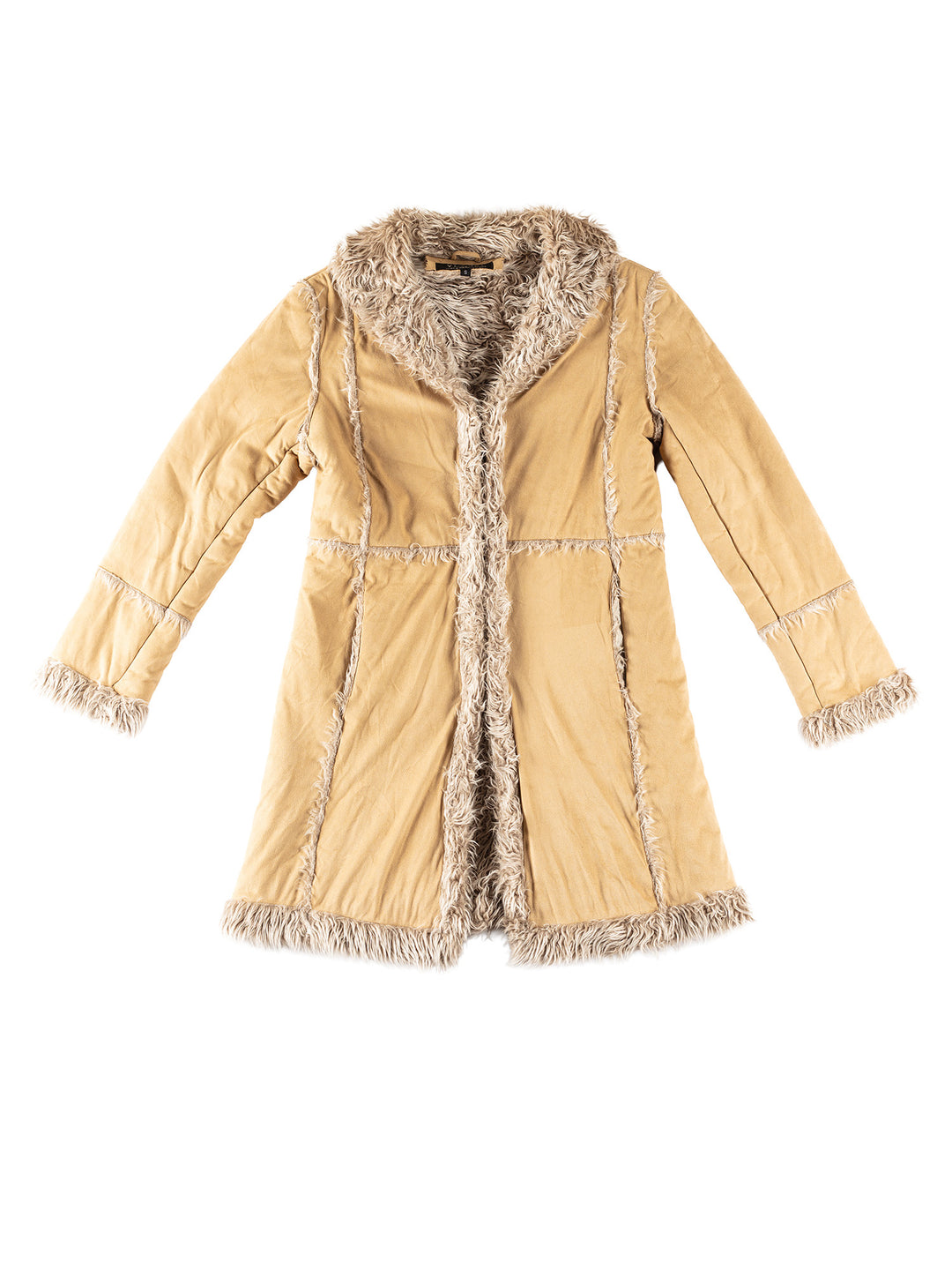 Vintage 80's Women Faux Sheepskin Coat in BeigeMN299