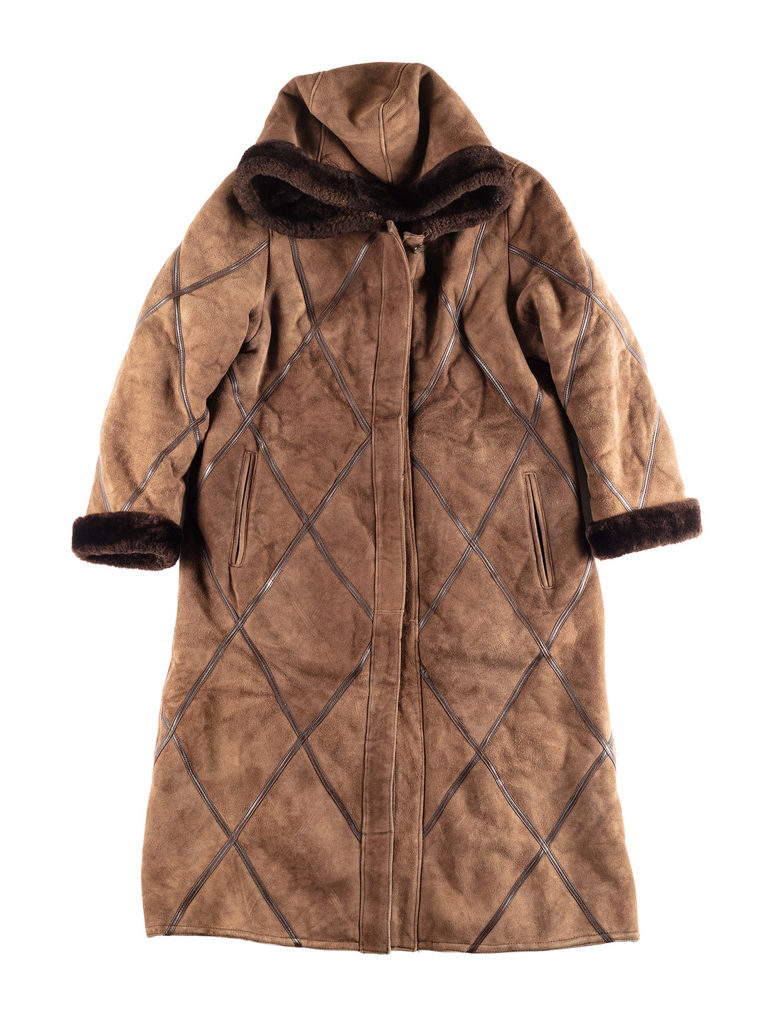 Vintage 90's Women Sheepskin Coat in Brown
