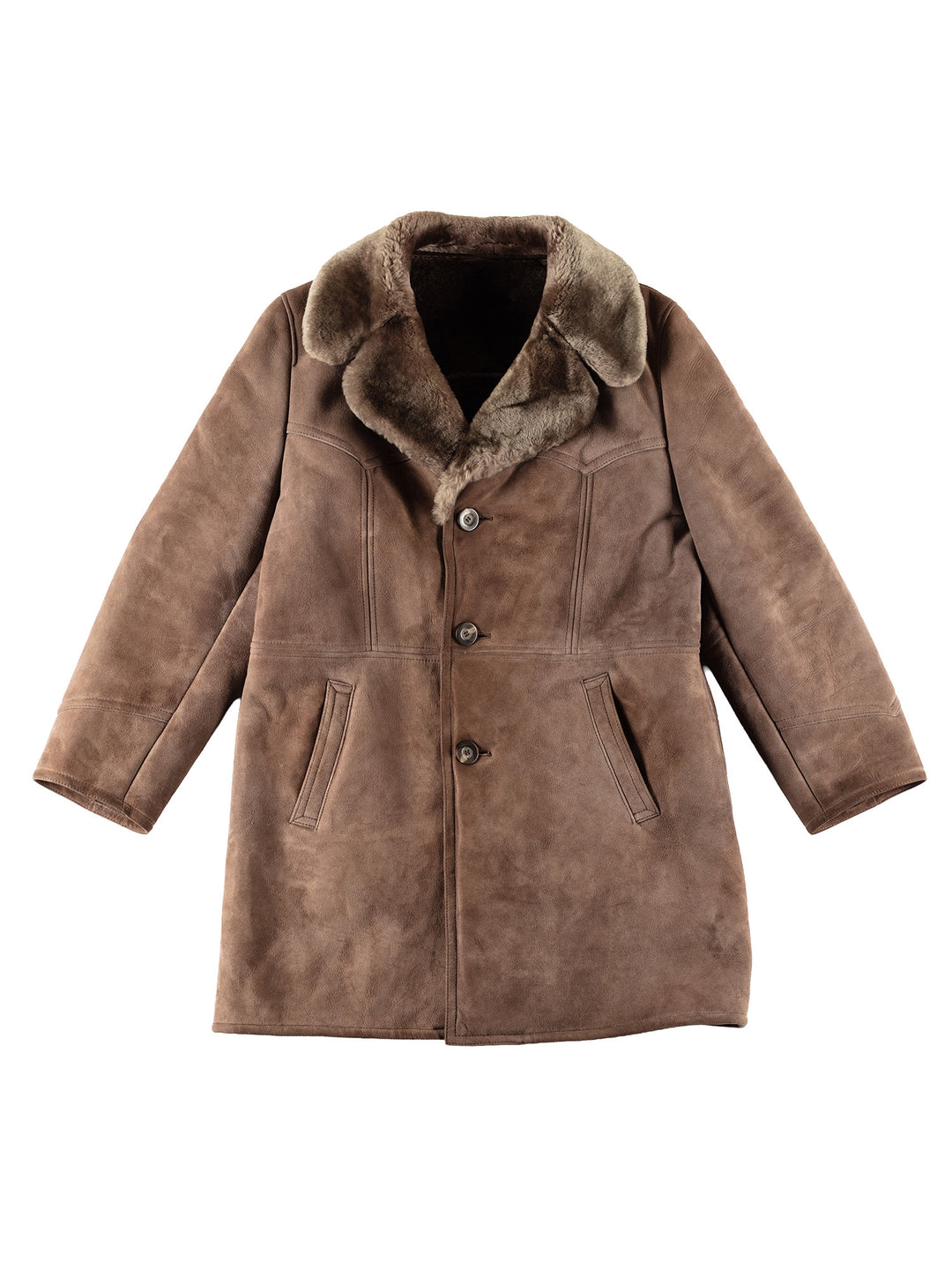 Vintage 80's Men Sheepskin Coat in BrownVN419