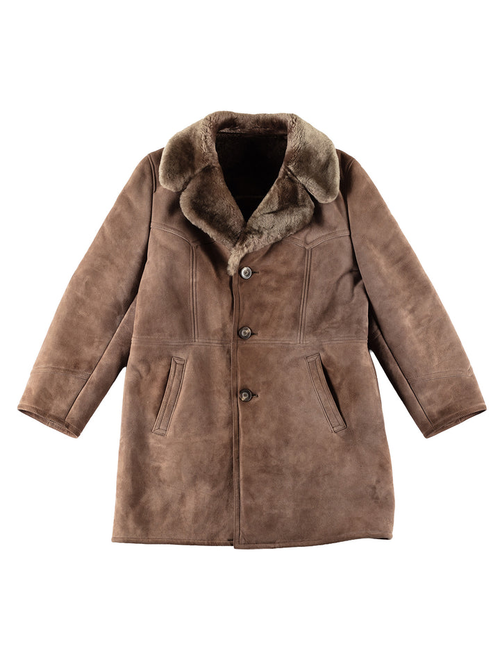 Vintage 80's Men Sheepskin Coat in BrownVN419
