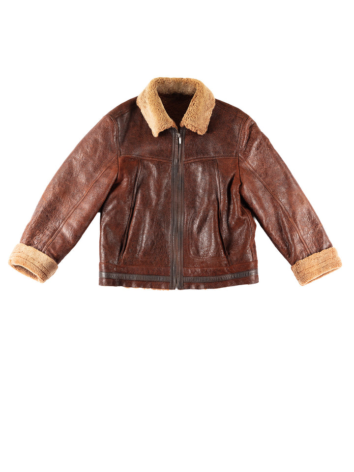 Vintage 90's Women Sheepskin Jacket in BrownMN275