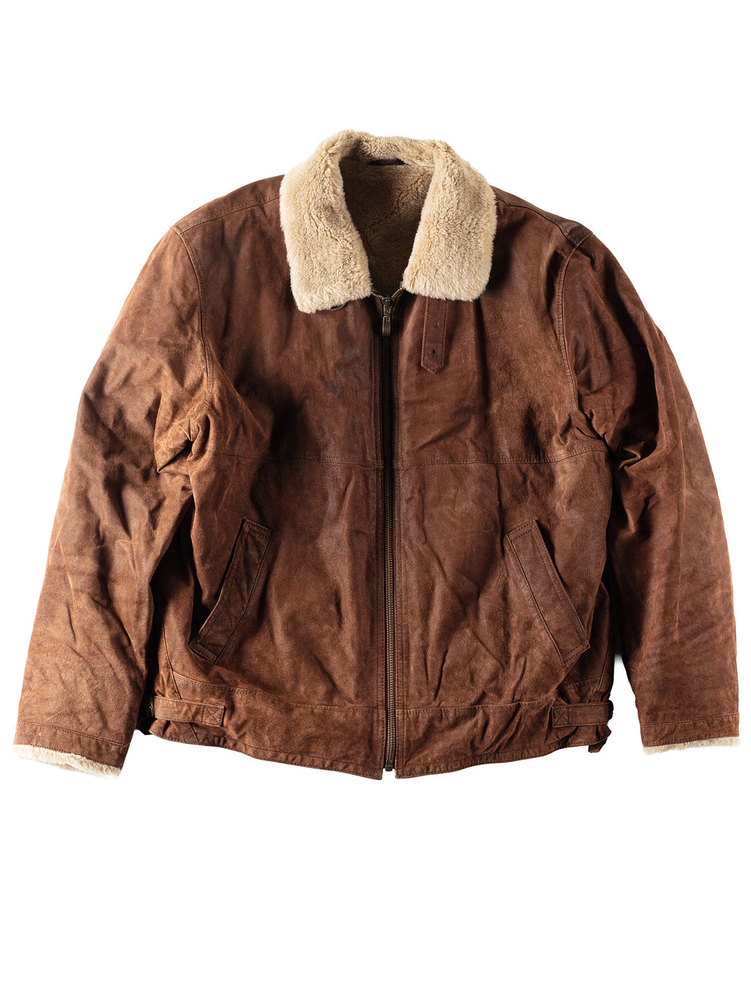 Vintage 80's Men Faux Sheepskin Jacket in Brown