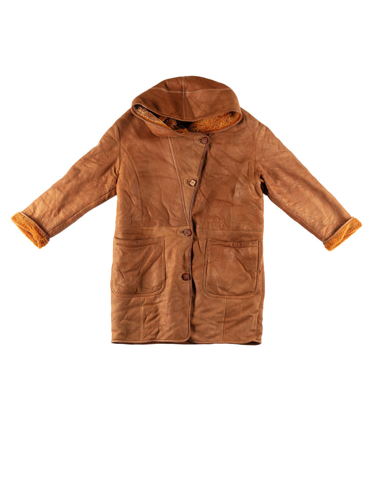 Vintage 80's Women Sheepskin Coat in BrownMN622