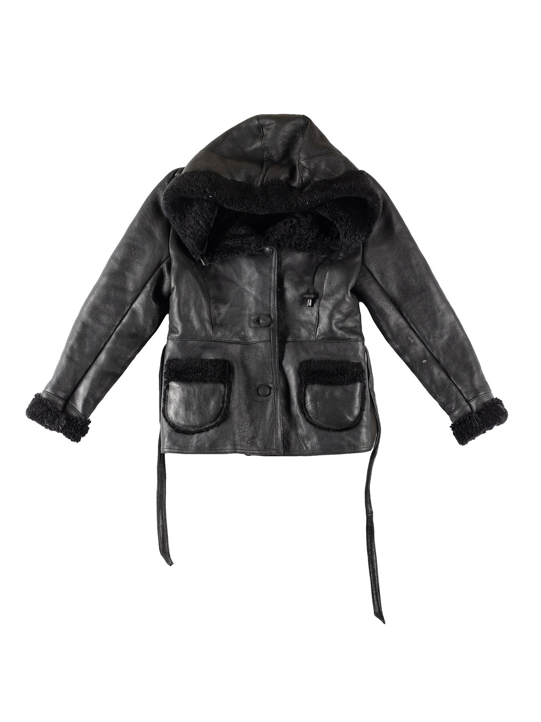Vintage 80's Women Sheepskin Jacket in BlackMN302