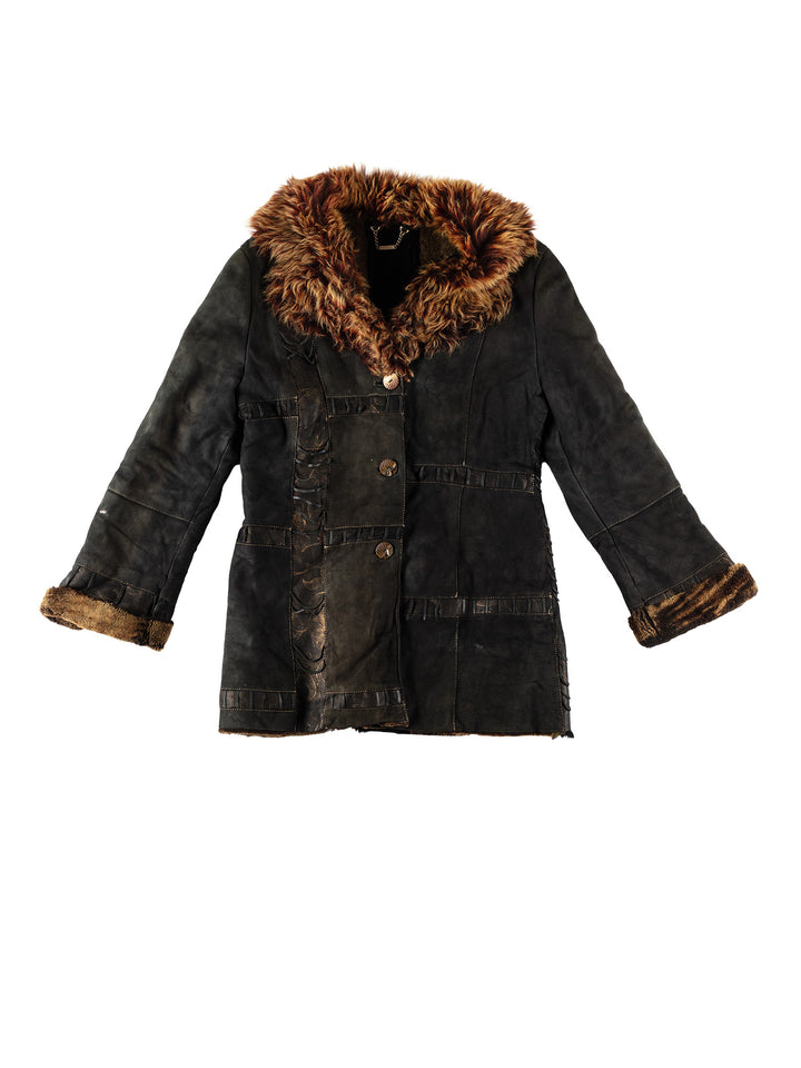 Vintage 70's Women Sheepskin Coat in BlackMN630