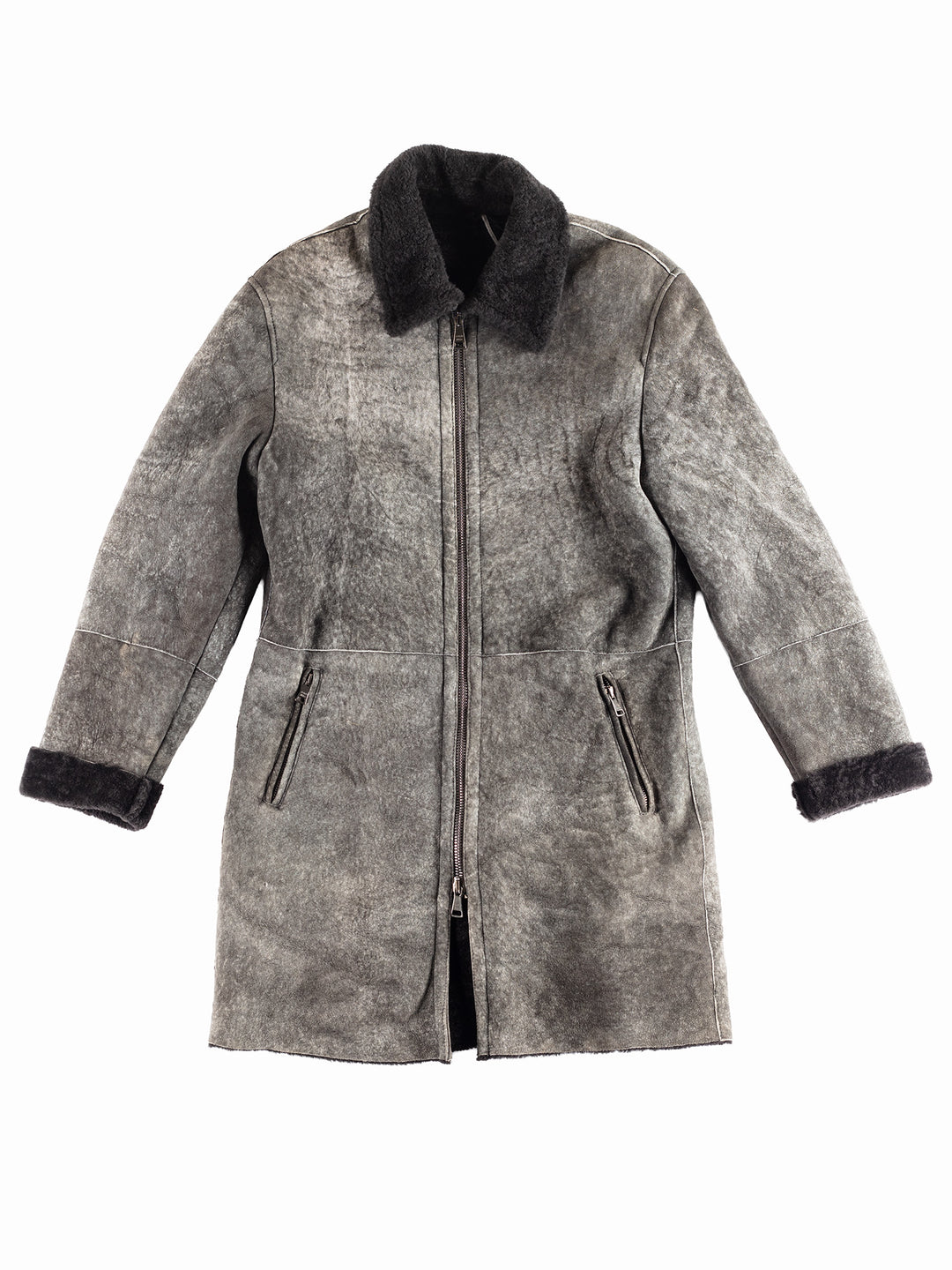 Vintage 00's Women Sheepskin Coat in Gray