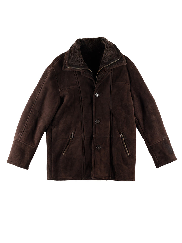 Vintage 80's Men Sheepskin Coat in BrownVN779
