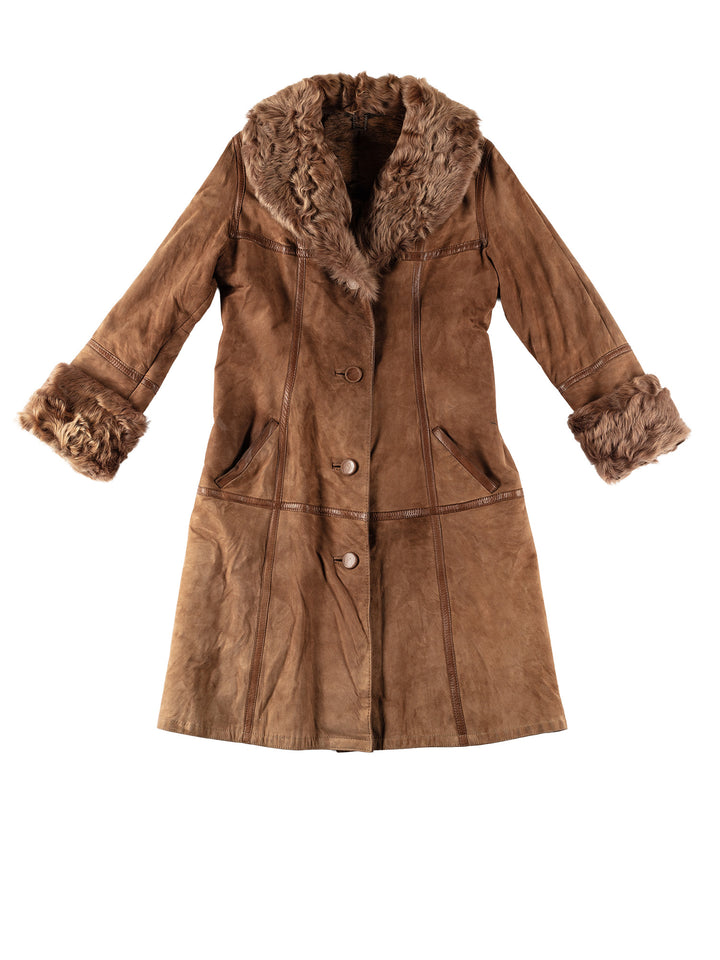 Vintage 70's Women Sheepskin Coat in BlueMN612