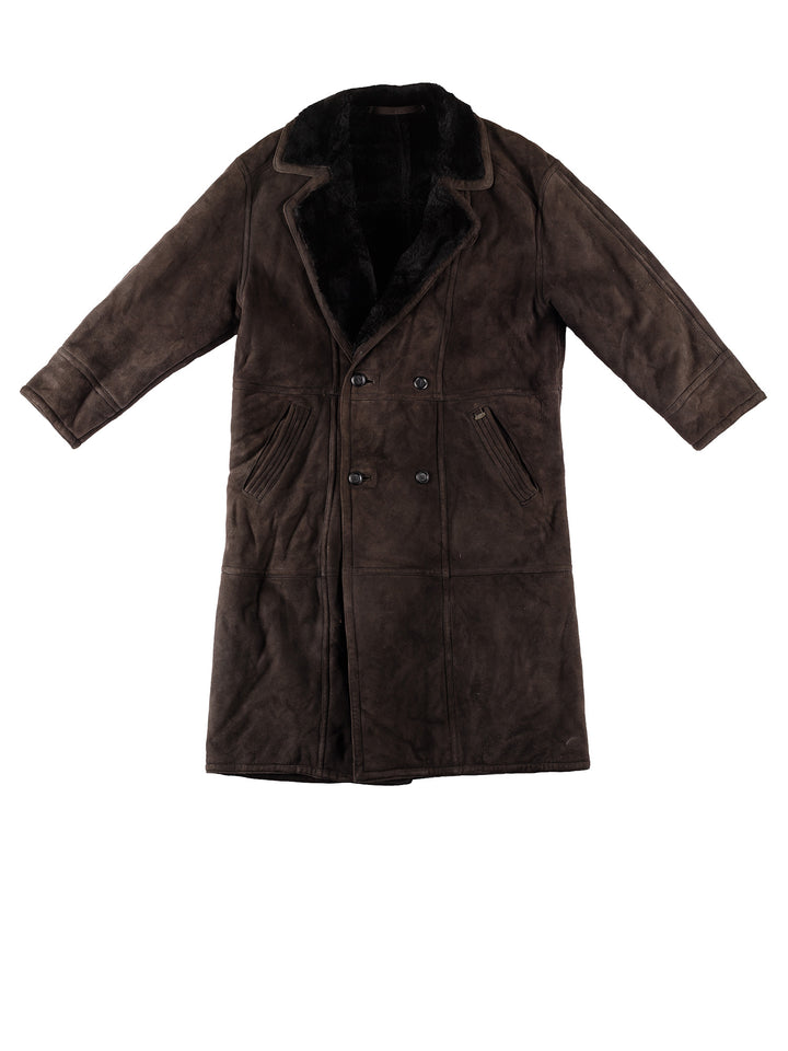 Vintage 80's Men Sheepskin Coat in BrownVN433