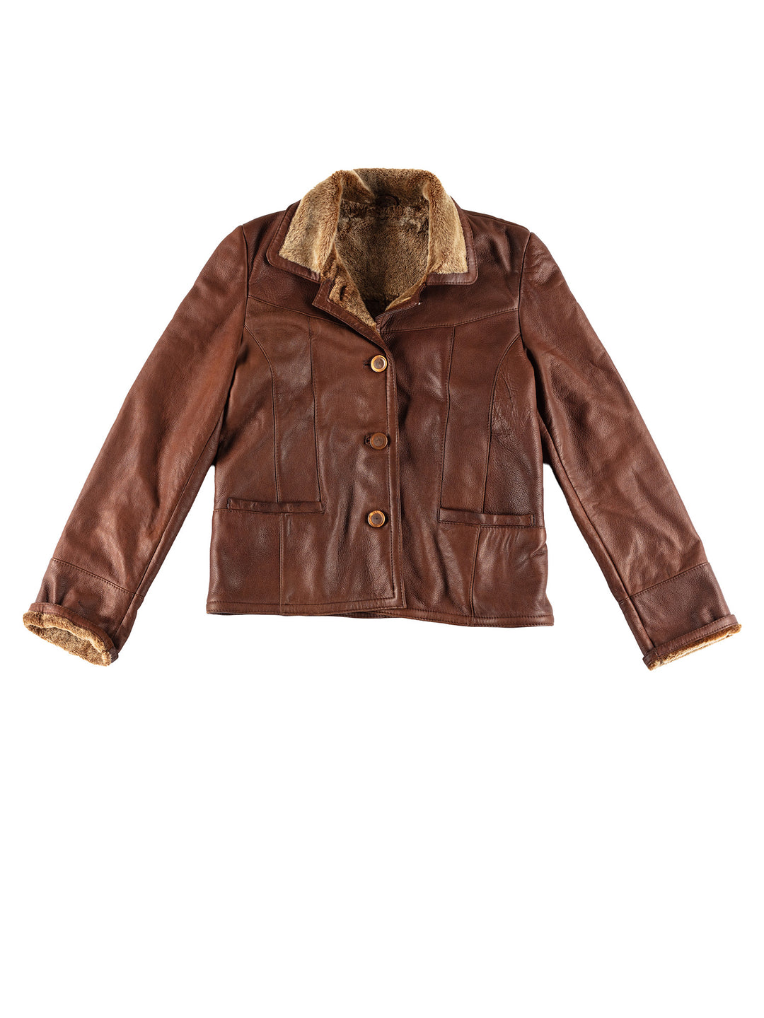Vintage 70's Women Sheepskin Jacket in BrownMN489