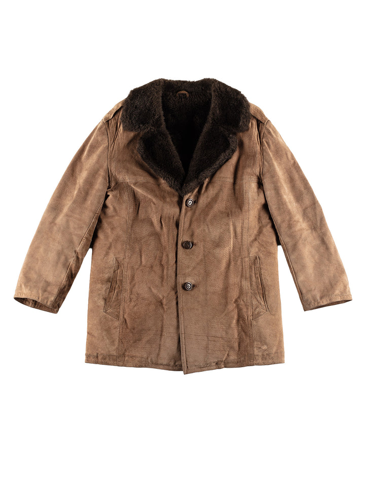 Vintage 70's Men Faux Sheepskin Coat in BrownVN439