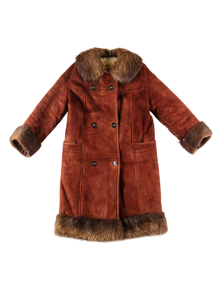 Vintage Women Sheepskin Coat in RedMN279