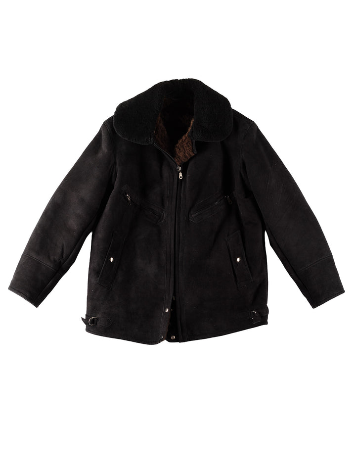 Vintage 80's Men Sheepskin Coat in BlackVN407