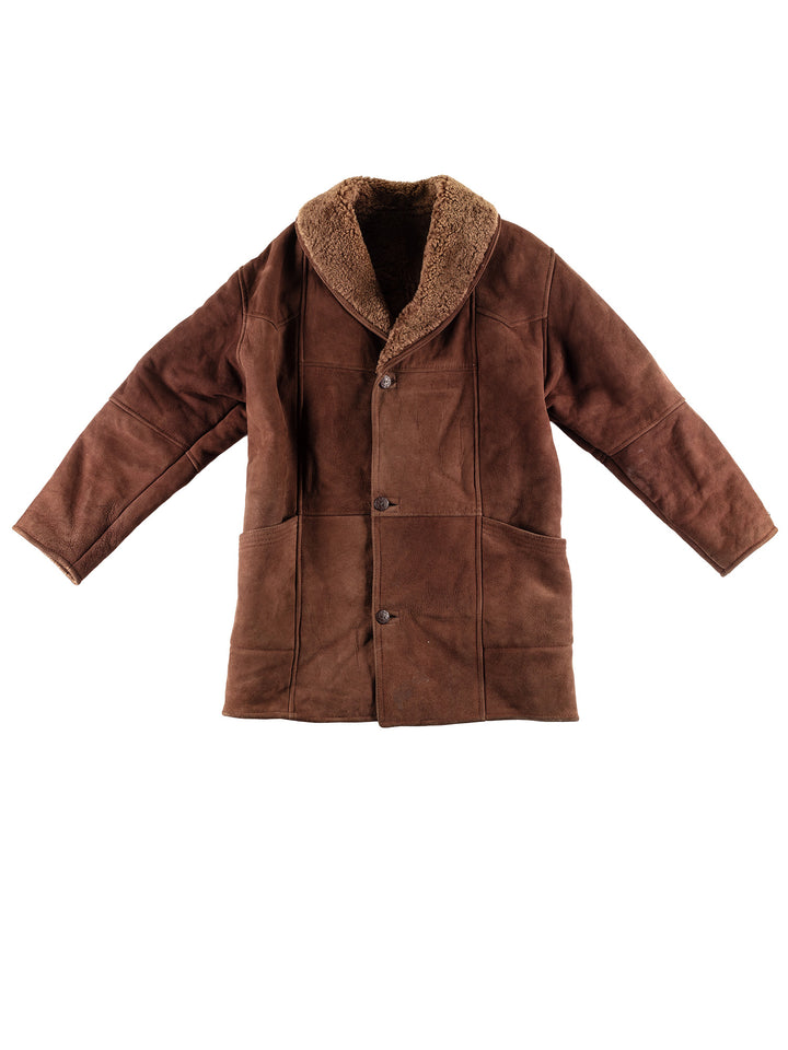 Vintage 80's Men Sheepskin Coat in BrownVN438