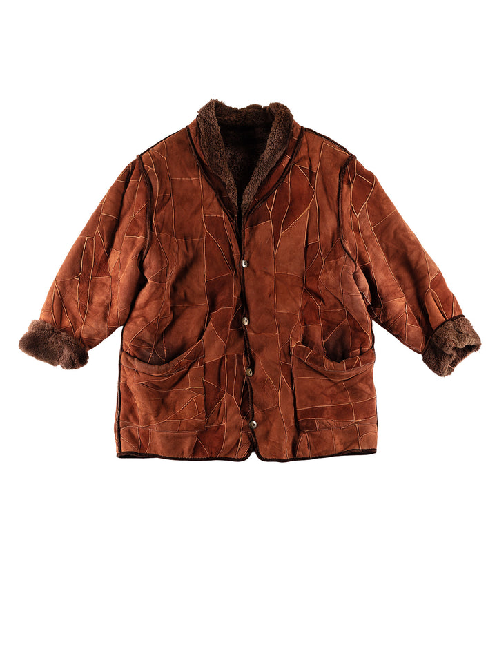 Vintage 80's Women Sheepskin Jacket in BrownMN792