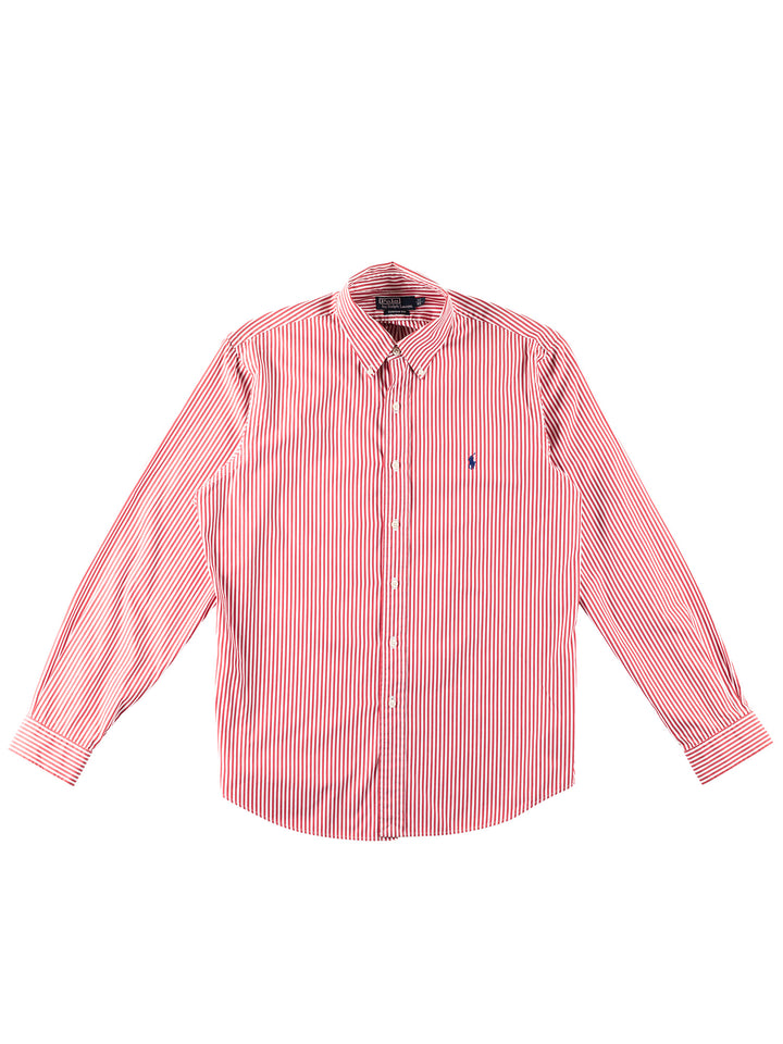 Vintage 90's Men Ralph Lauren Red White Striped Shirt