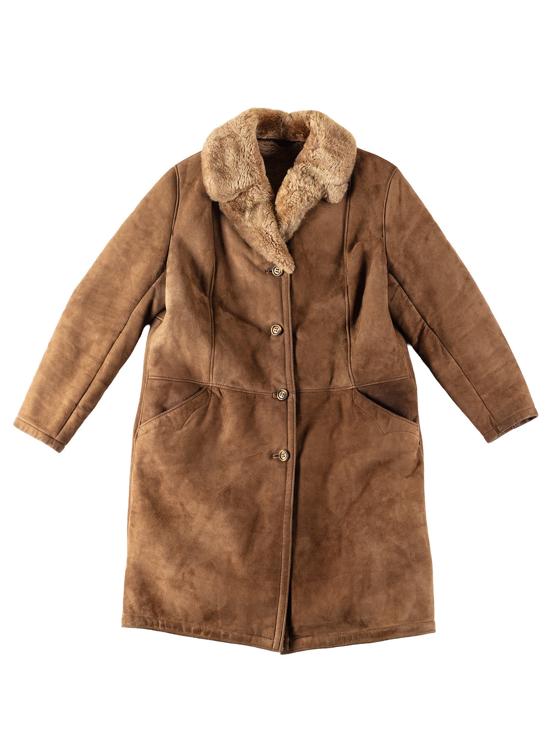 Vintage 80's Women Sheepskin Coat in BrownMN360