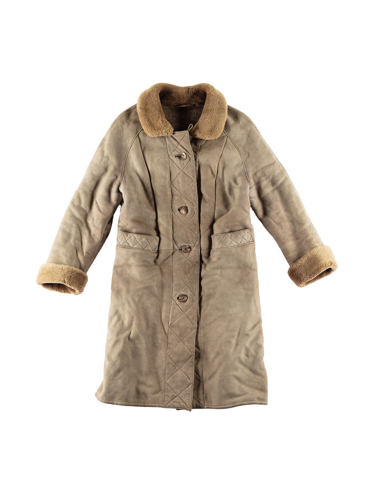 Vintage 70's Women Sheepskin Coat in BeigeMN797