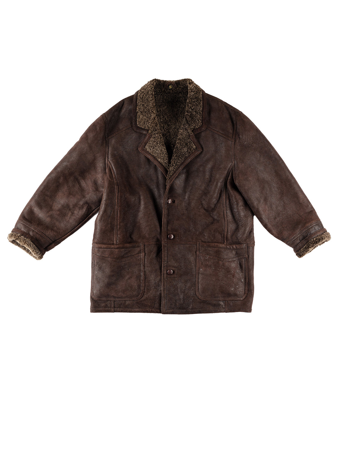 Vintage 80's Men Sheepskin Coat in BrownVN564