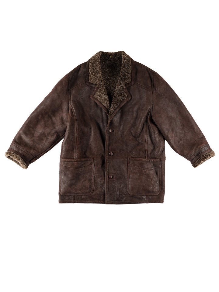Vintage 80's Men Sheepskin Coat in BrownVN564