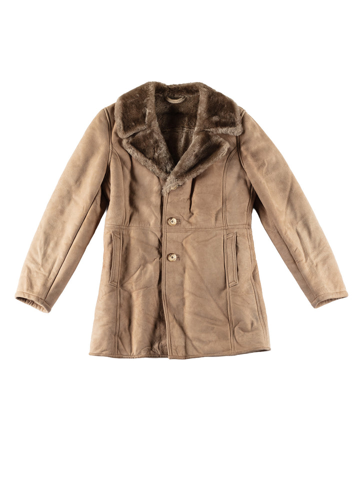 Vintage 70's Men Sheepskin Coat in BeigeVN639