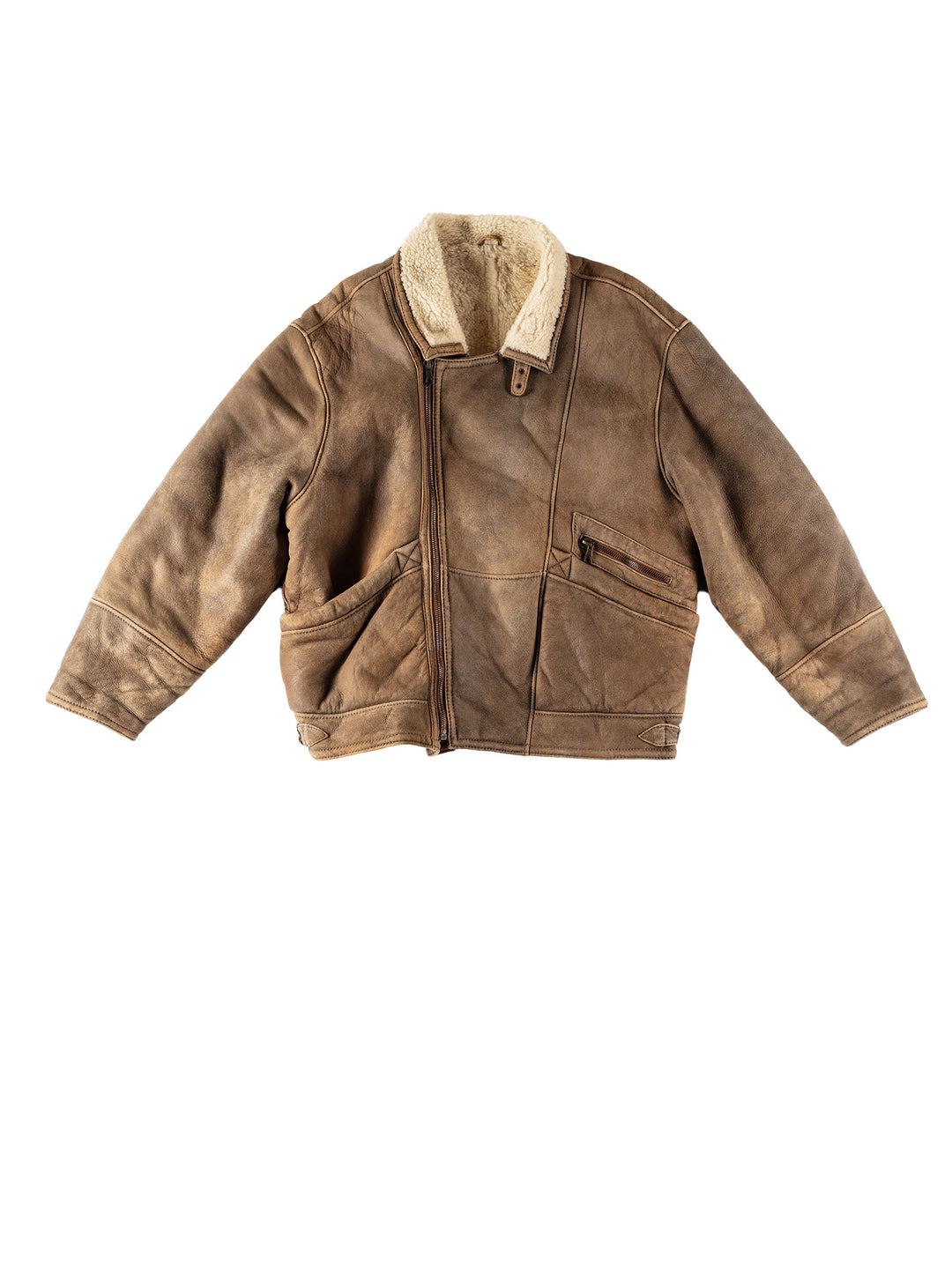 Vintage 80's Men Sheepskin Coat in BrownVN517