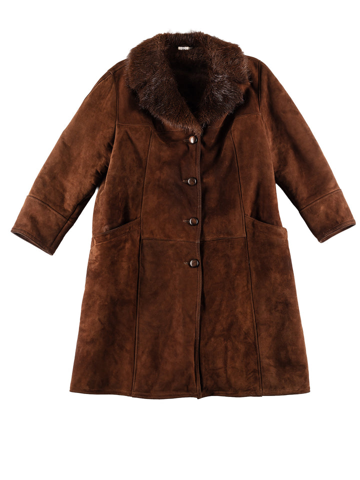 Vintage 80's Women Sheepskin Coat in BrownMN503
