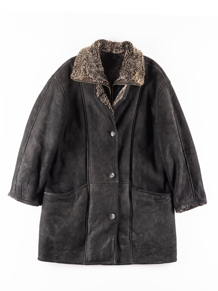 Vintage 00's Women Sheepskin Coat in Black