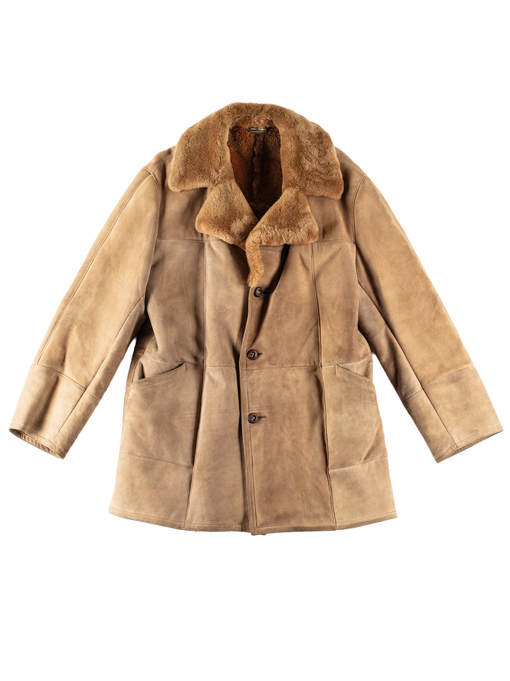 Vintage 70's Men Sheepskin Coat in BrownVN676