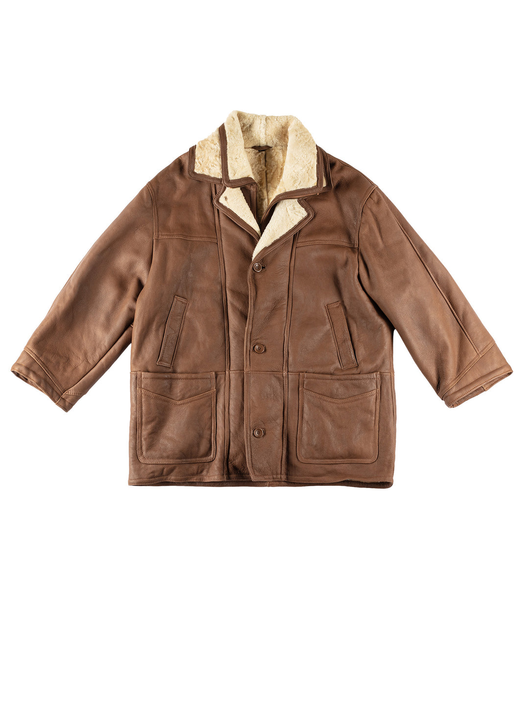 Vintage 80's Men Sheepskin Coat in BrownVN568