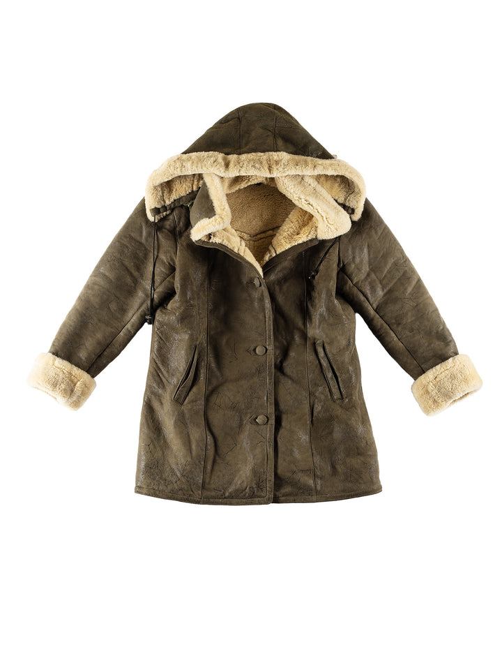 Vintage 70's Women Sheepskin Coat in GreenMN803