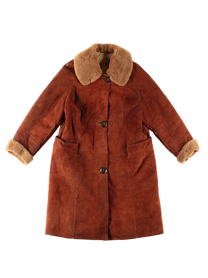 Vintage 70's Women Sheepskin Coat in BrownMN768